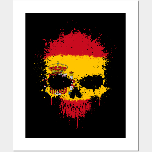 Chaotic Spanish Flag Splatter Skull Wall Art by jeffbartels